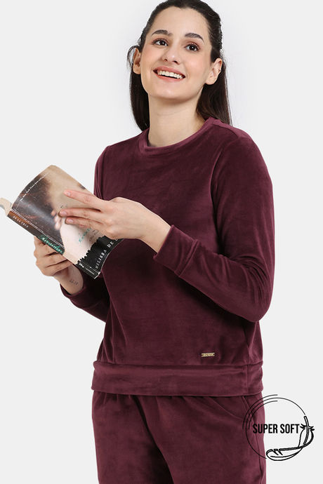 Buy Zivame Plush Velour Knit Poly Winterwear Sweatshirt